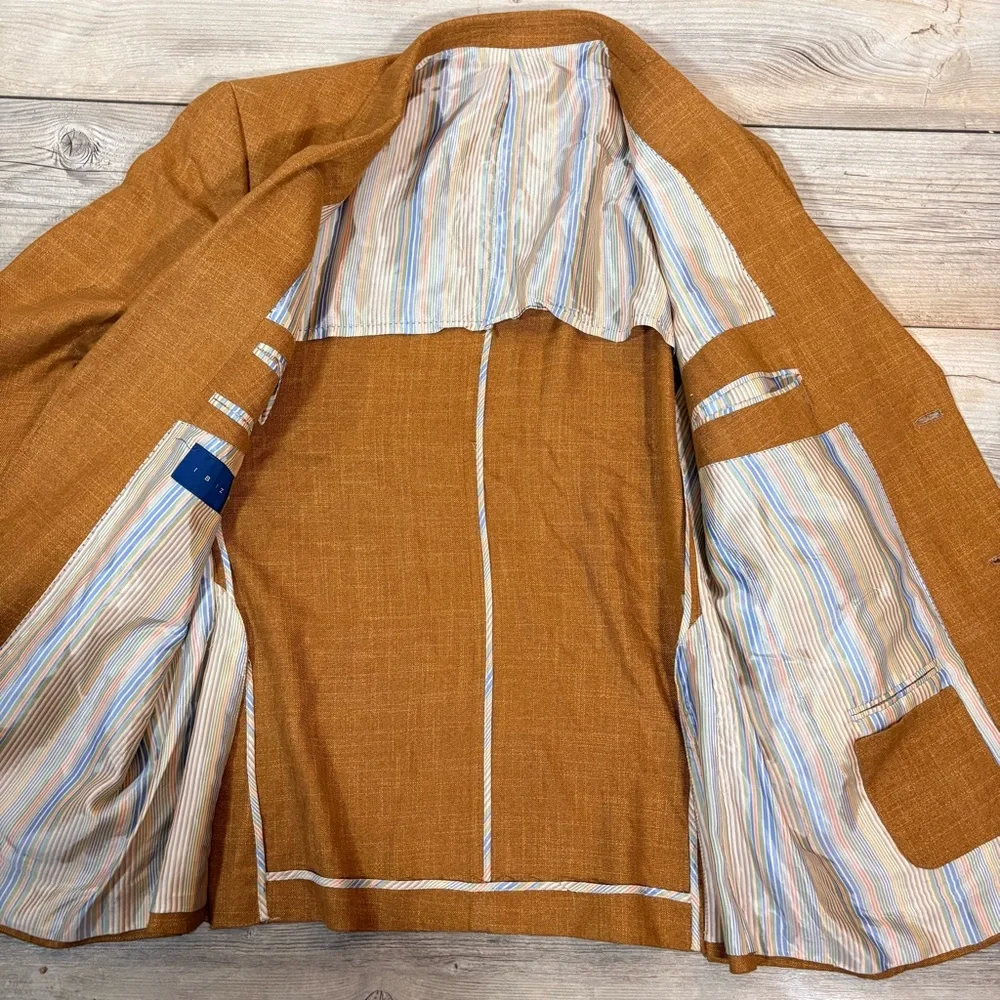 100%‎ Bamboo Blazer Men’s 42R Ibiza Brown Jacket Business Casual Preppy Vacation